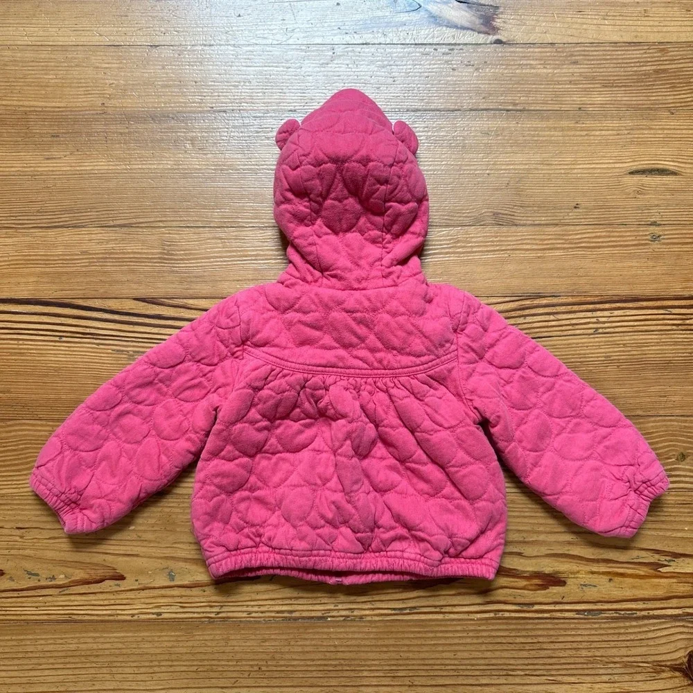 Gymboree Quilted Heart Hoodie Kids‎ Pink Good Hooded Ears Jacket SIZE 3T